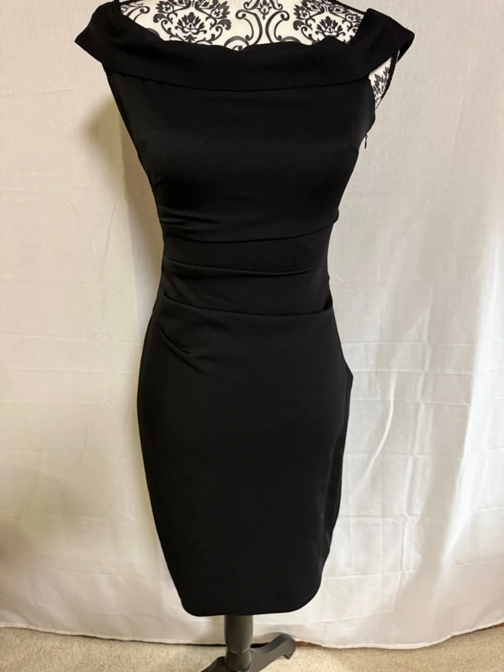 Milly Ally off Shoulder Cady Ruched Asymmetric Black One-Shoulder Cocktail Dress - Picture 3 of 12